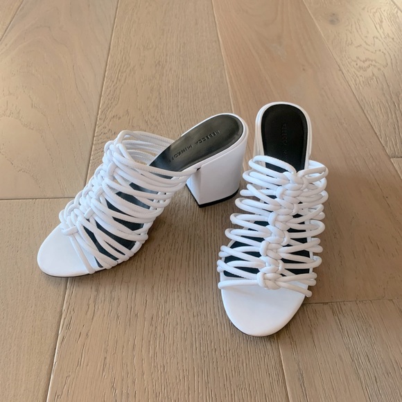 Rebecca Minkoff Calanthe Strappy Block Heel Mules in Bright White Size 8 - Picture 6 of 15